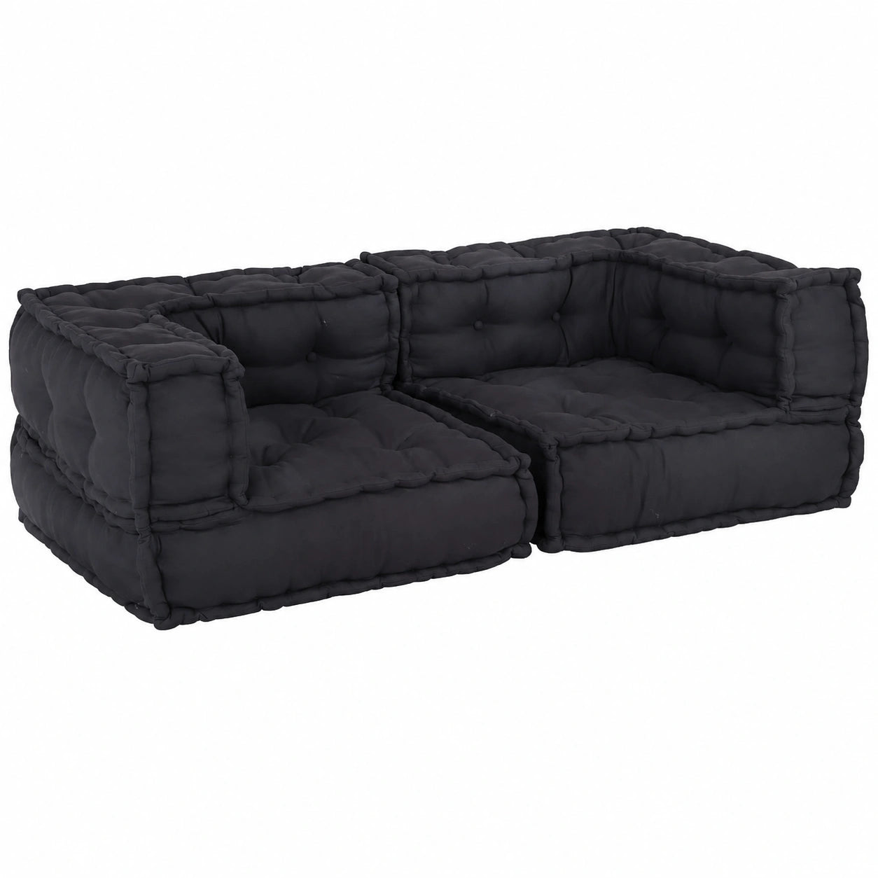 Modulares 2-Sitzer Stoffsofa in Anthrazit, 140x70x36 cm