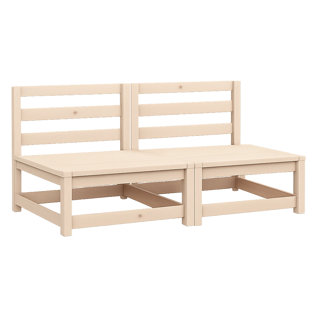 Modulares Gartensofa Set, 2-teilig, ohne Armlehnen, Holzsessel Kiefernholz