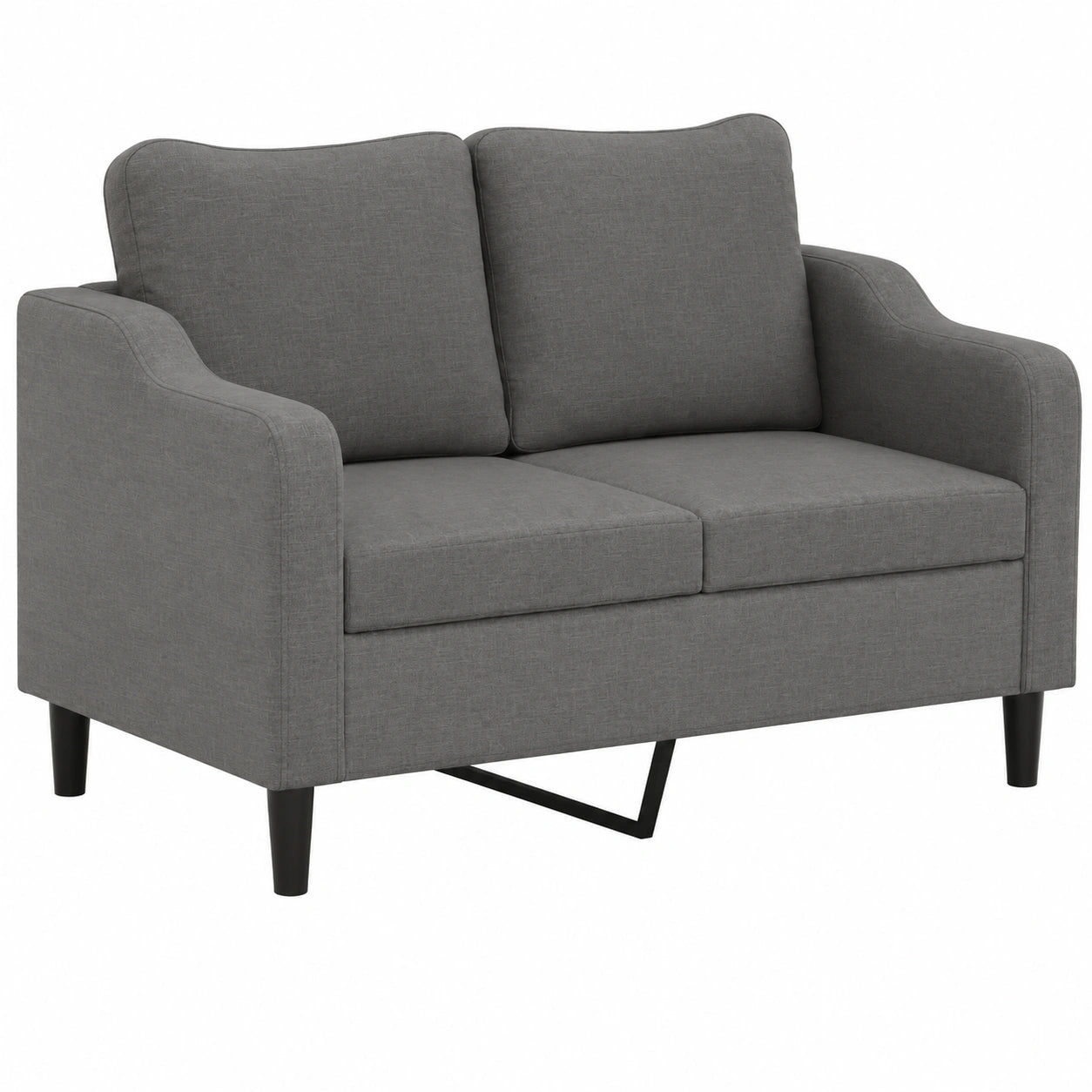 Modernes 2-Sitzer Sofa in Dunkelgrau mit Metallrahmen, Bequemes und Langlebiges Polstersofa für Wohnzimmer