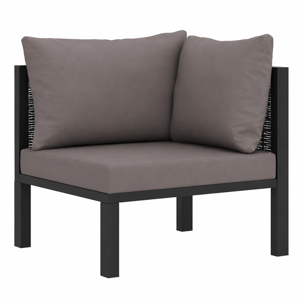 Ecksofa-Element aus Poly-Rattan, wetterfest, mit Kissen, anthrazit, für Garten und Balkon