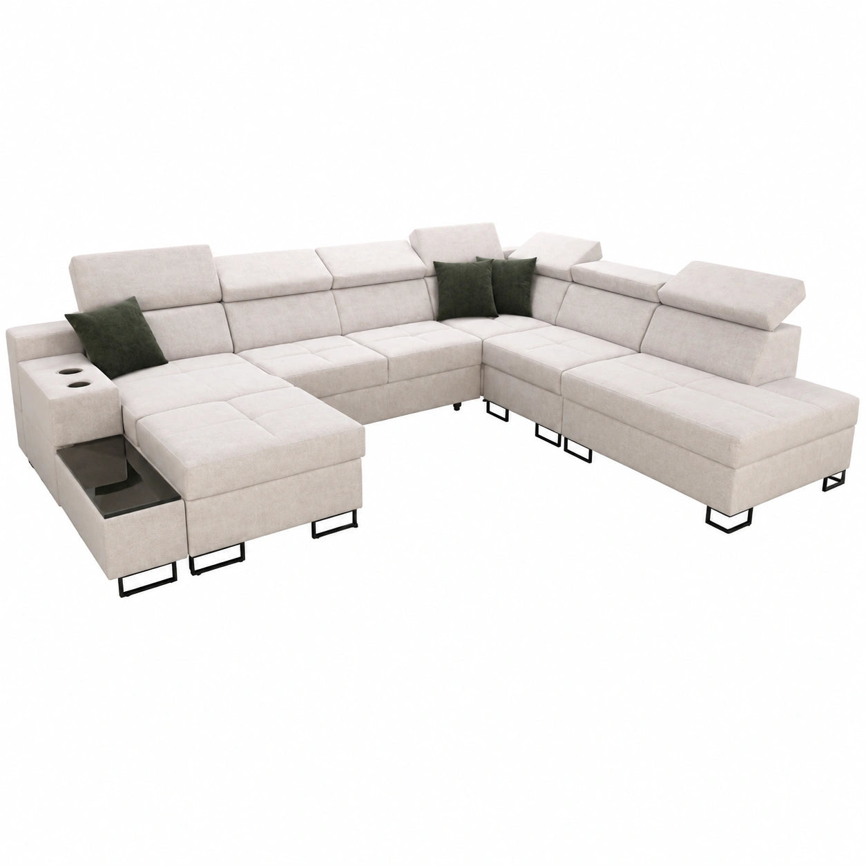 Ecksofa Fosti X mit Schlaffunktion und USB, 3 Bettkästen, Links/Rechts wählbar