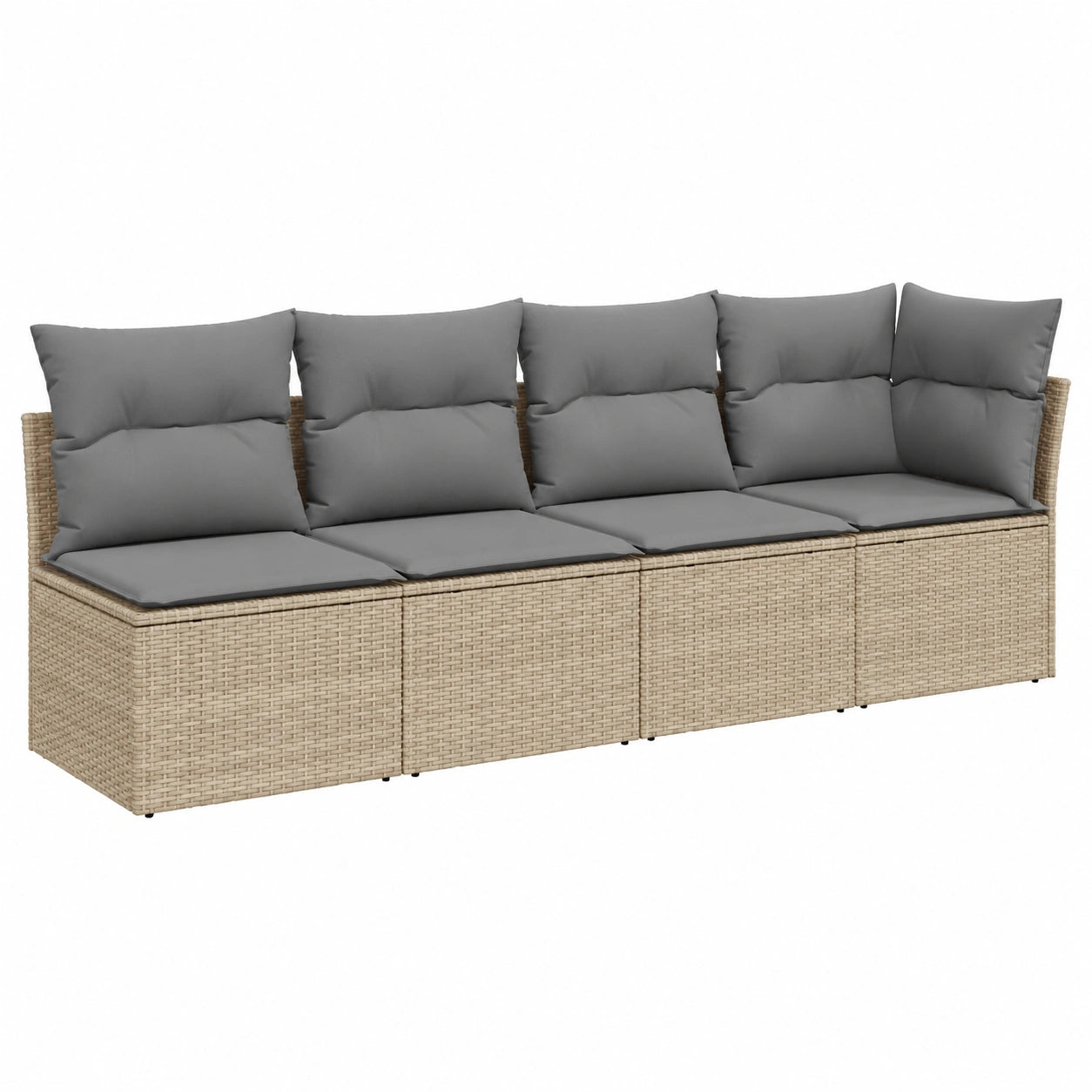 Beiges Poly-Rattan Gartensofa für 4 Personen mit Waschbaren Kissenbezügen