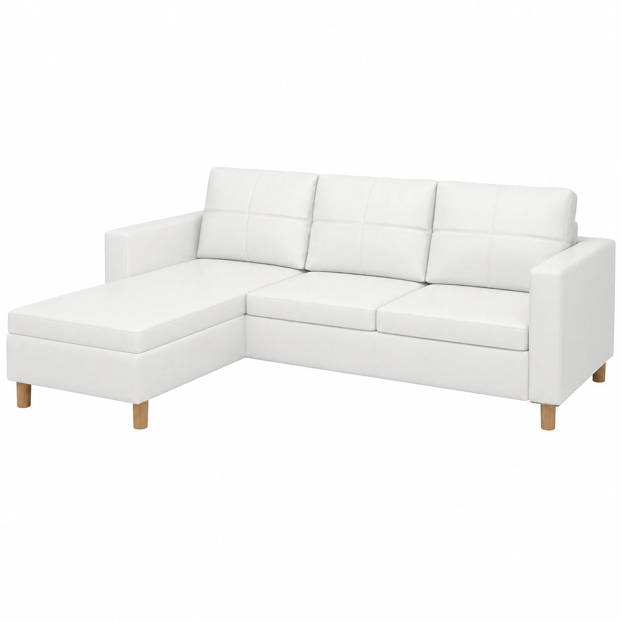 Modernes 3-Sitzer Sofa aus Kunstleder in Weiß mit Schlaffunktion für Wohnzimmer