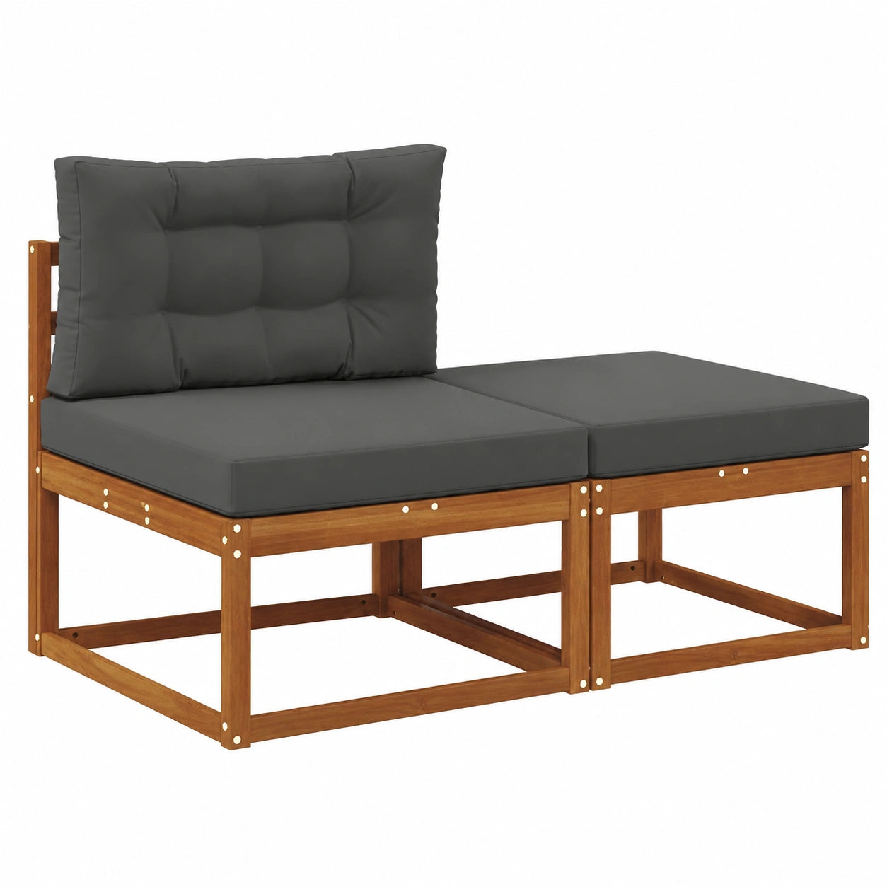 Gartensofa Set aus Akazienholz, 2-teilig mit Kissen, Lounge-Möbel für Terrasse