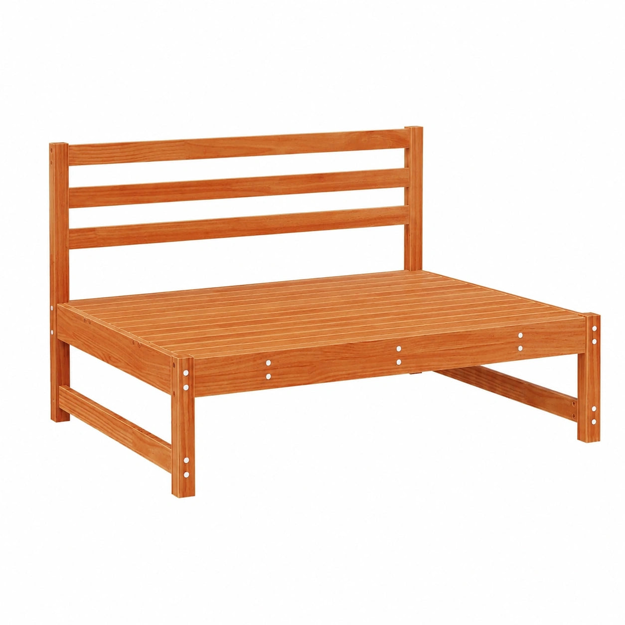 Modulares Gartensofa aus Kiefernholz, wetterfeste Outdoor-Lounge für Terrasse, 240 cm, wachsbraun