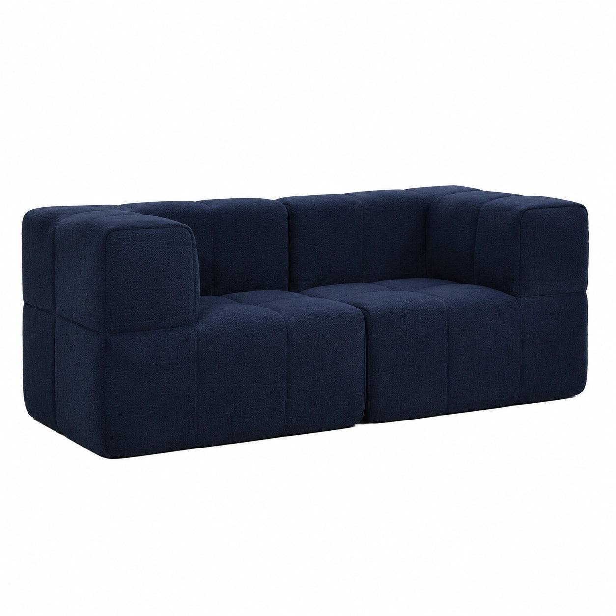 2-teiliges modulares Sofa-Set in Blau, aus Schaumstoff, montagefrei, kompakt geliefert, hergestellt in der EU