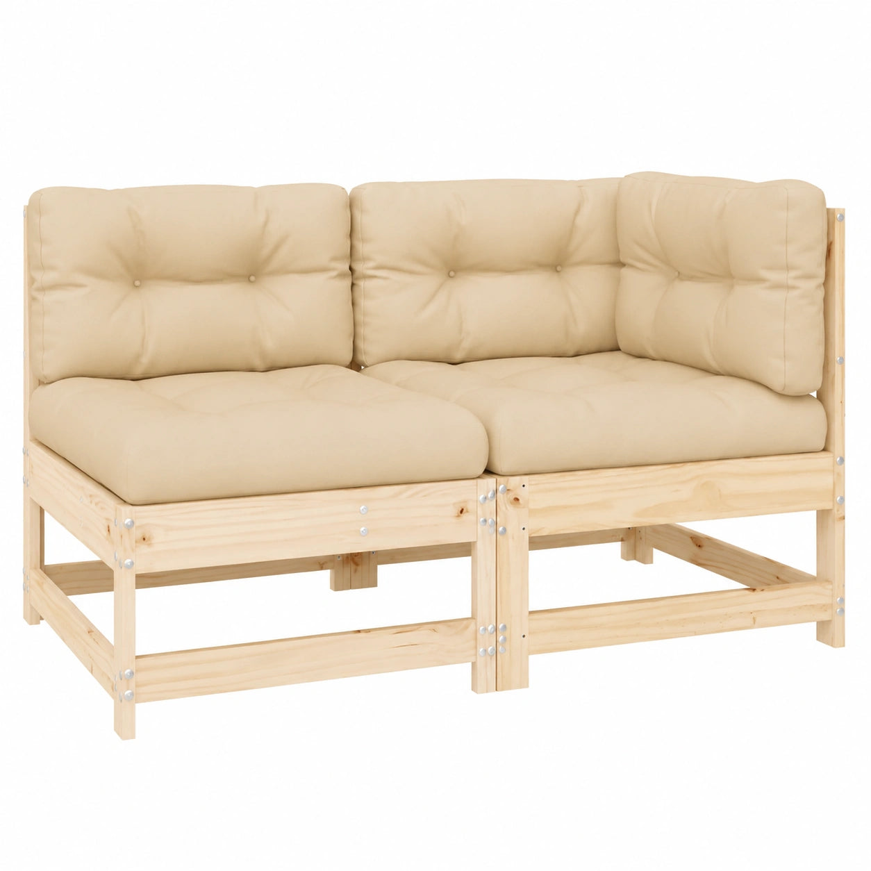 Modulares Garten-Ecksofa aus Kiefernholz, 62x62x70,5 cm, unbehandelt für flexible Balkon- und Terrassenmöbel