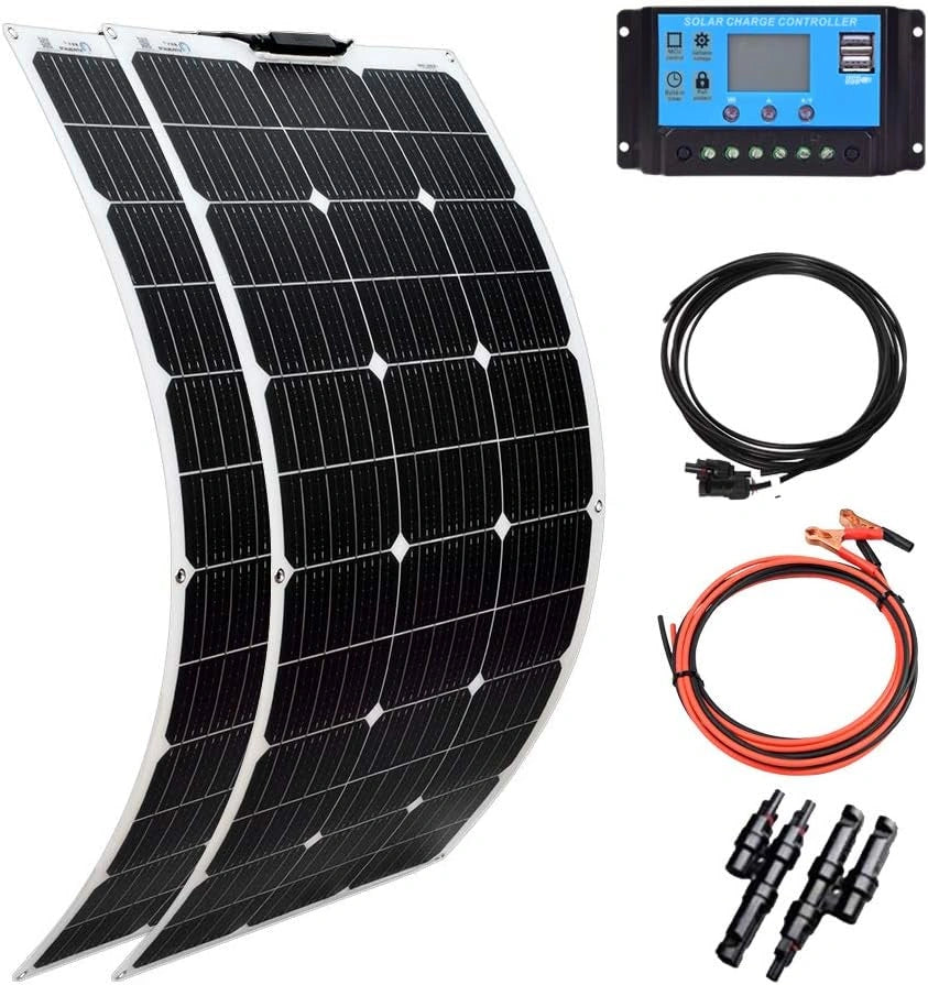 Zestaw fotowoltaiczny XINPUGUANG, 200 W, 12 V, kolor czarny i szary