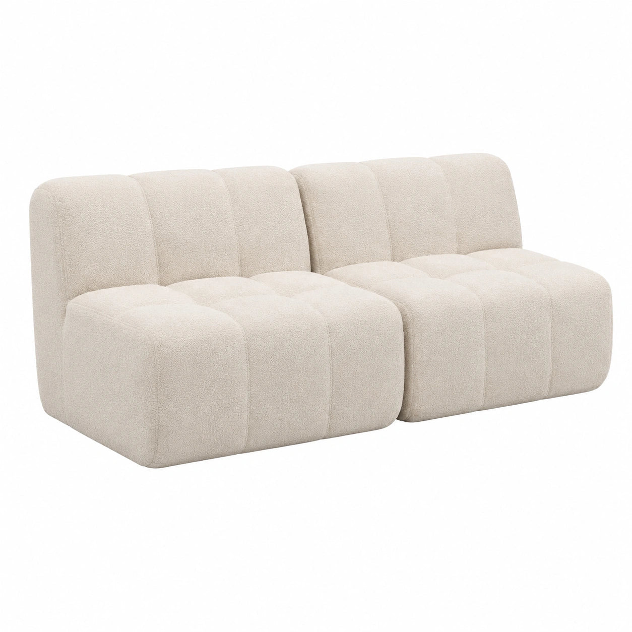 Elegantes 2-teiliges beiges Sofa-Set aus Schaumstoff, vormontiert und kompakt geliefert, in der EU hergestellt
