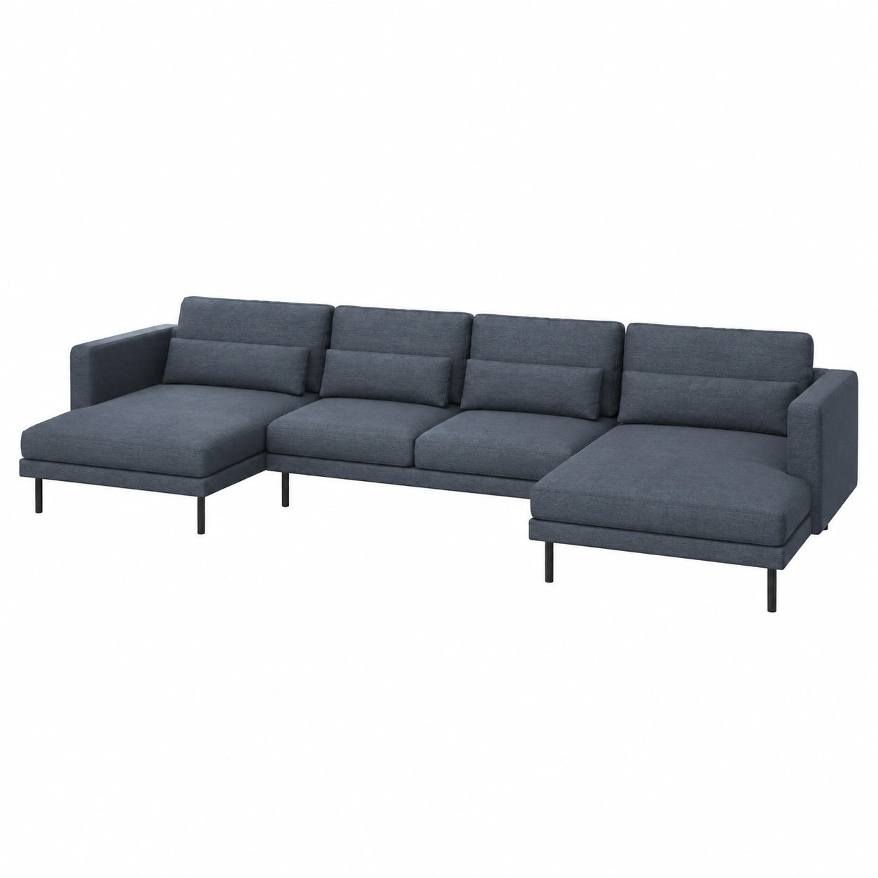 Kaiser Möbel Ecksofa U-Form XXL, Marineblau, mit Ottomane und Bequemen Kissen