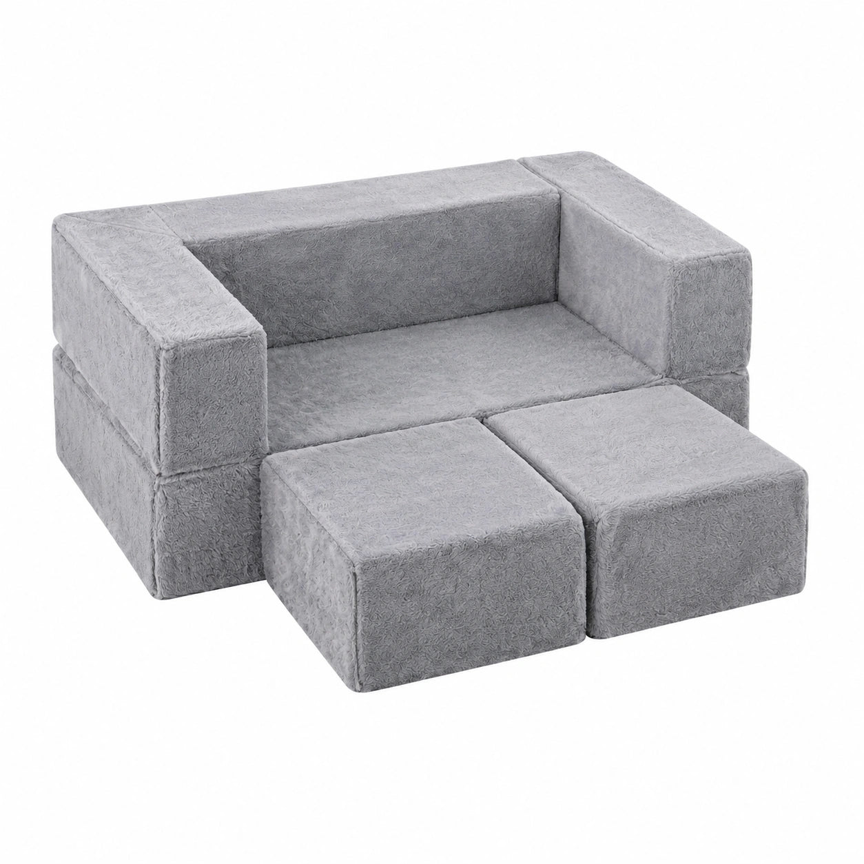 COSTWAY Kinder-Schaumstoffsofa mit abnehmbarem Bezug, Vielseitiges Spielsofa für Jungen und Mädchen, Ausziehbares Modulsofa für Kinderzimmer