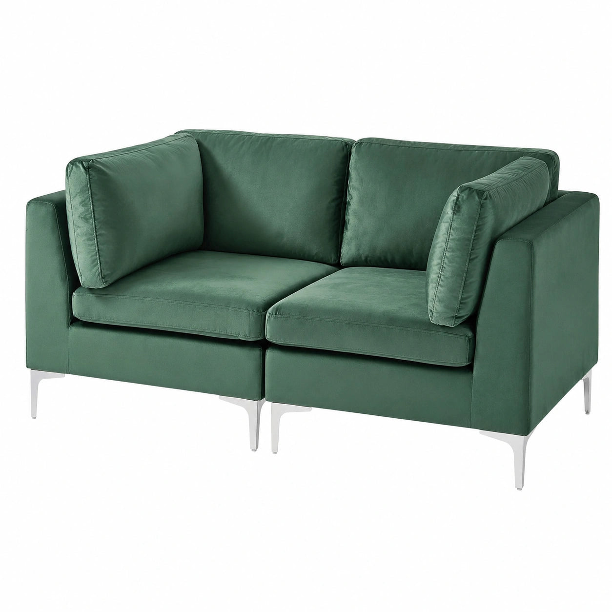 Modulares 2-Sitzer-Sofa aus grünem Samtstoff - Glamouröses Design Evja