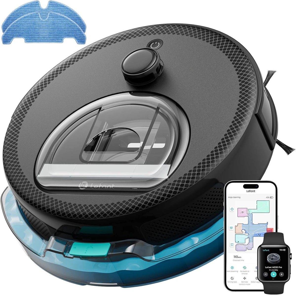 Robot sprzątający Lefant M330Pro, Wi-Fi, kolor szary