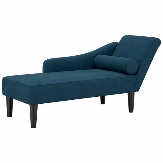 Eleganter Chaiselongue aus Samt mit Kissen für Wohnzimmer oder Büro - Blau