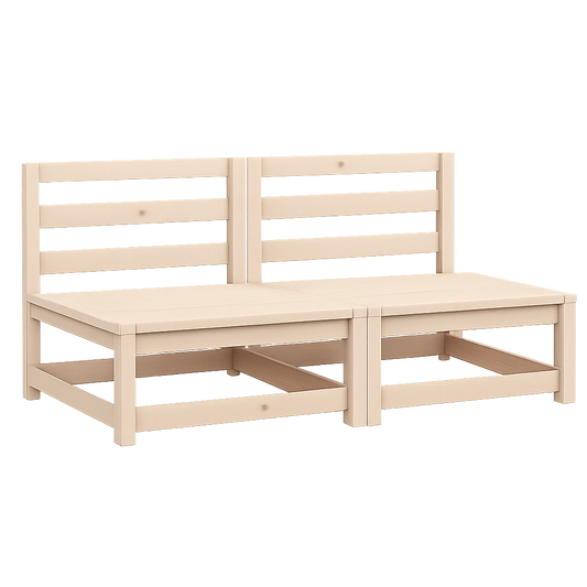 Modulares Gartensofa Set, 2-teilig, ohne Armlehnen, Holzsessel Kiefernholz