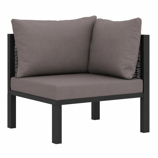 Ecksofa-Element aus Poly-Rattan, wetterfest, mit Kissen, anthrazit, für Garten und Balkon