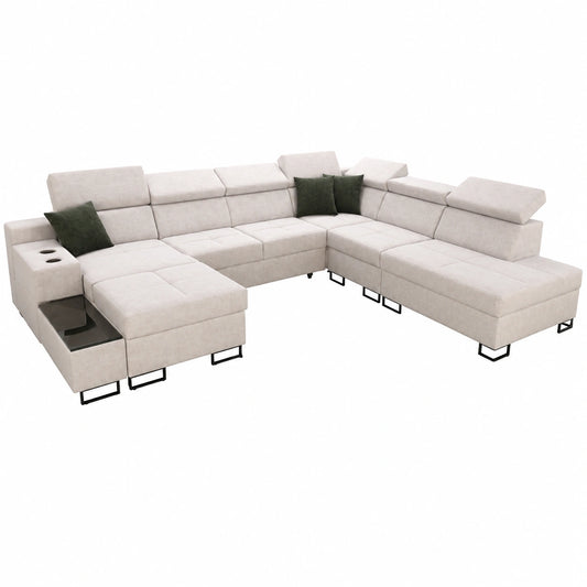 Ecksofa Fosti X mit Schlaffunktion und USB, 3 Bettkästen, Links/Rechts wählbar