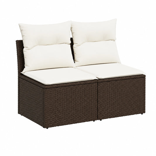 Modulares Garten-Sofa-Set aus PE-Rattan mit Stahlrahmen, inkl. Polster, 55x62x69 cm, Outdoor Lounge für Balkon & Terrasse