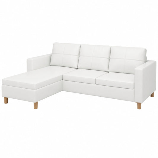 Modernes 3-Sitzer Sofa aus Kunstleder in Weiß mit Schlaffunktion für Wohnzimmer