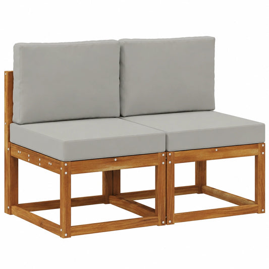 Akazienholz-Zweisitzer-Gartensofa, Natürliche Modulbauweise, Latten-Design für Außenbereiche