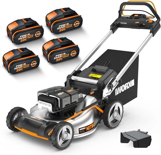 Kosiarka do trawy WORX WG761E, 70 l, 4 Ah, 80 V, do 1000 m², kolor szary
