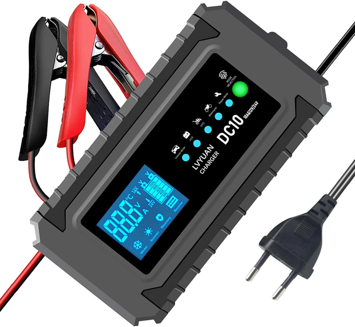 Ładowarka akumulatorów 10A 12V, 12 V, kolor czarny