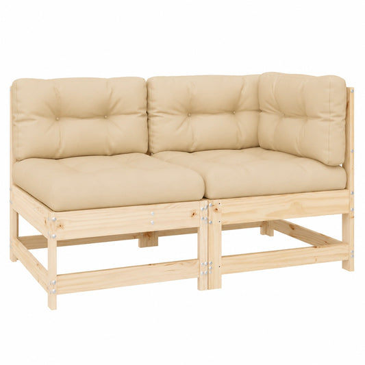 Modulares Garten-Ecksofa aus Kiefernholz, 62x62x70,5 cm, unbehandelt für flexible Balkon- und Terrassenmöbel