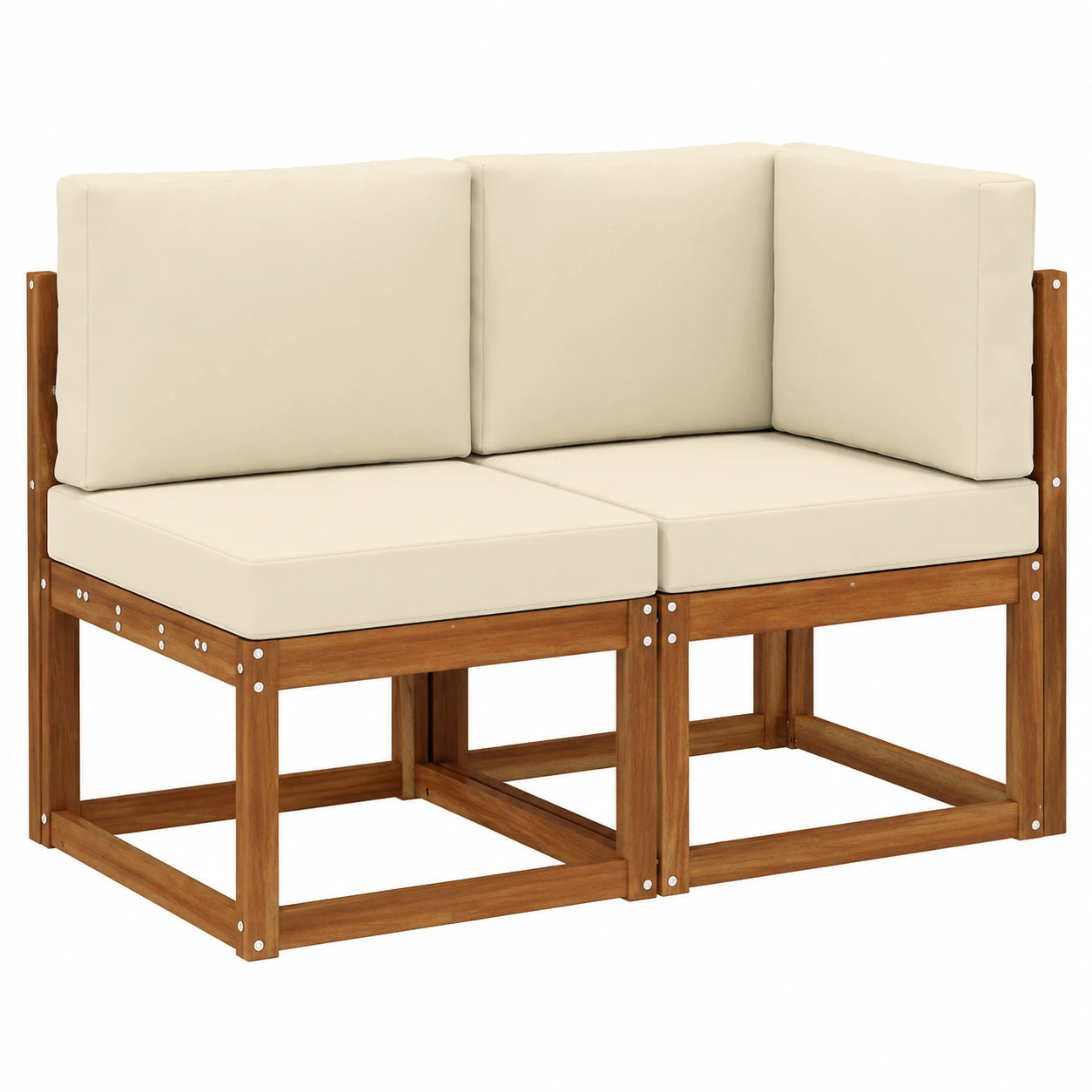 Akazienholz Outdoor Lounge-Set mit Kissen, 2-teilig, für Garten und Terrasse, 122x63x73 cm