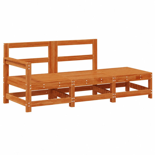 Modulares Garten-Sofa-Set 3-teilig Wachsbraun Kiefernholz