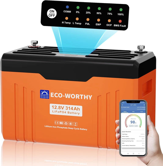 Akumulator ECO-WORTHY 12, 314 Ah, 4019 Wh, 12 V, kolor czarny