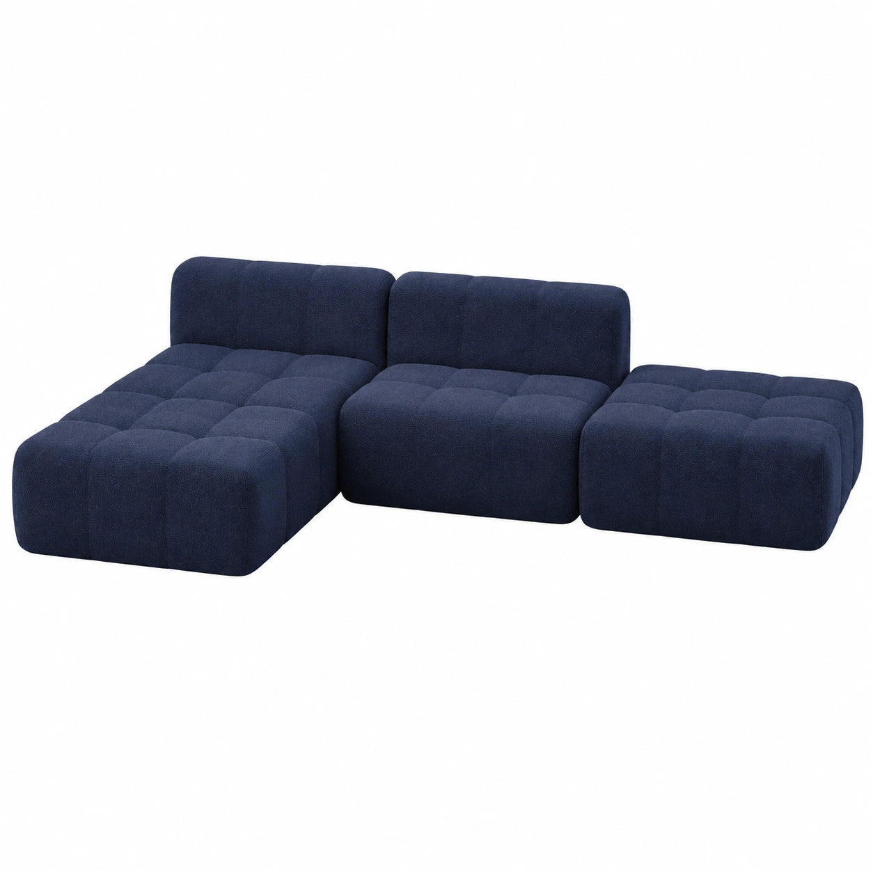 4-teiliges modulares Sofa-Set Blau aus Schaumstoff, Boneless Design, montagelos geliefert, hergestellt in der EU