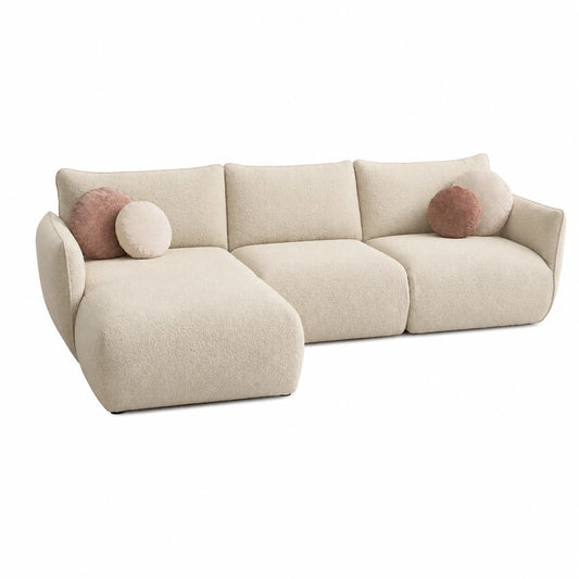 DOMO. L-Form Ecksofa Minas mit Federkern und attraktiver Naht, 276 x 168 x 79 cm, beige