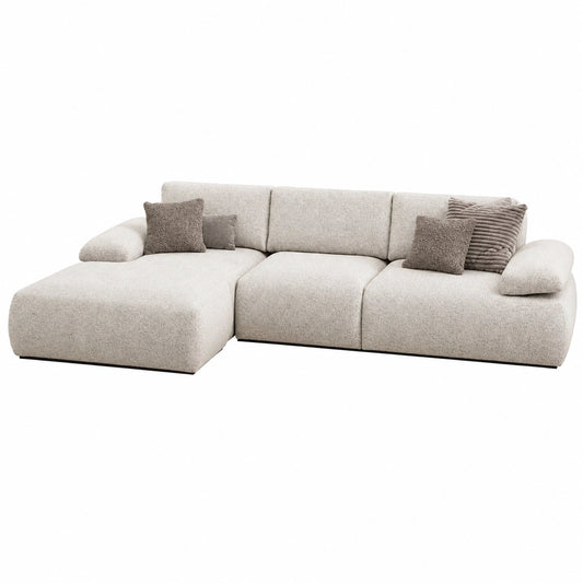 DOMO Ecksofa Soto mit Stauraum und Taschenfederkern, L-Form, Linksseitiger Longchair, Silber-Grau, 324 x 188 x 80 cm
