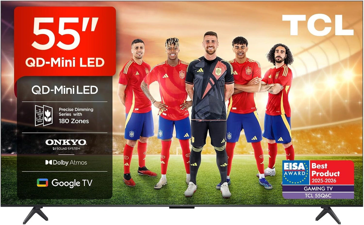 Telewizor TCL 55Q6C, kolor czerwony