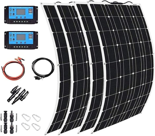 Zestaw fotowoltaiczny, 400 W, 24 V, kolor czarny i szary