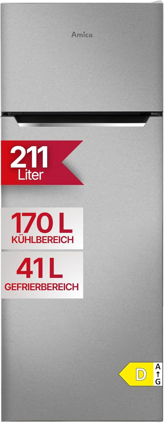Lodówko-zamrażarka Amica DT 374, 211 l, kolor srebrny