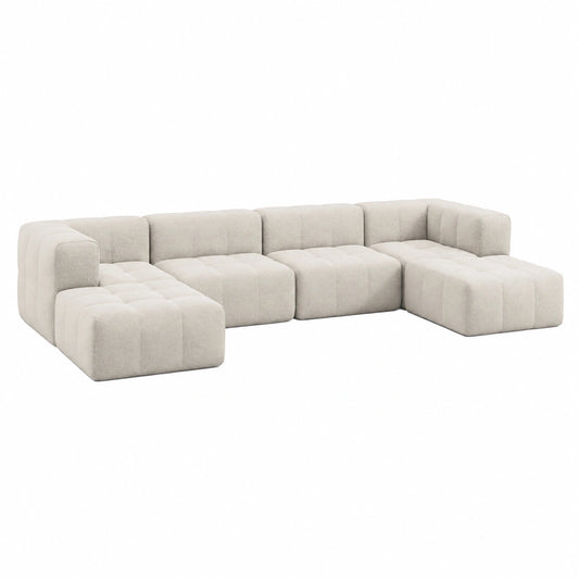 6-teiliges Modularsofa aus Schaumstoff in Beige, ohne Montage, EU-Herstellung