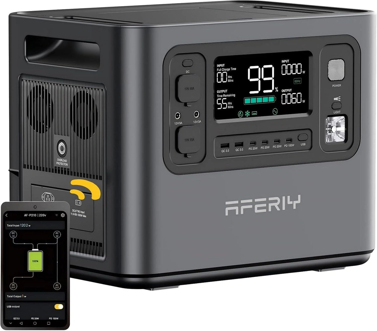 Akumulator AFERIY, 2400 W, 2048 Wh, 230 V, kolor szary