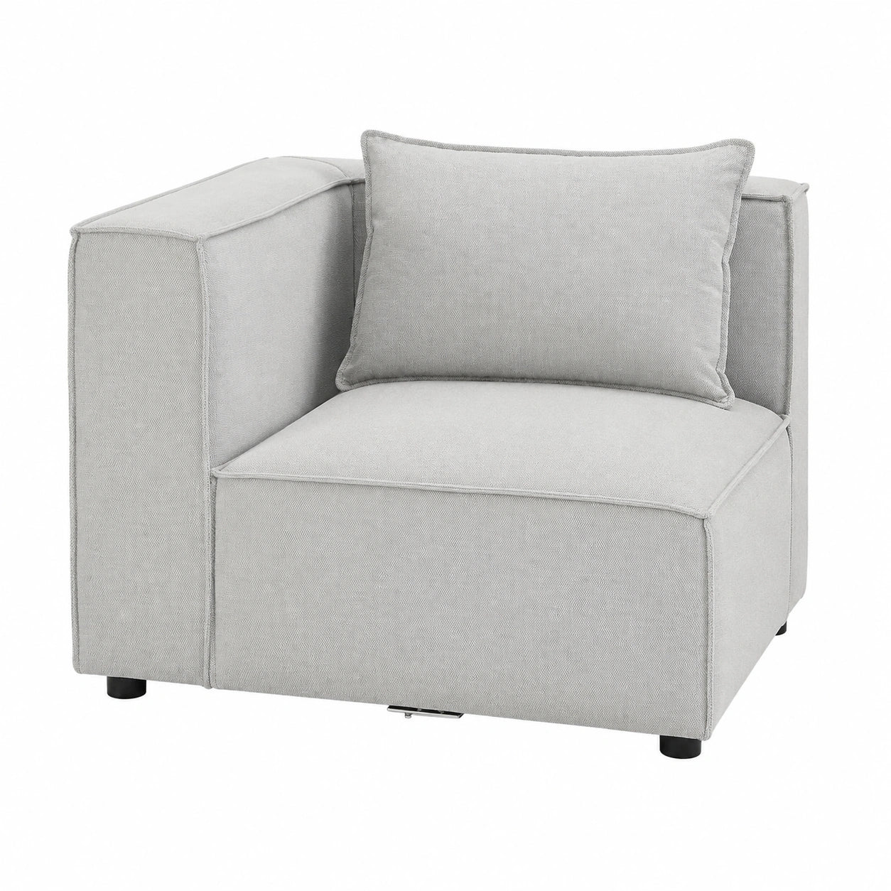 Modulares Ecksofa Links Domas in Hellgrau mit Armlehne & Kissen, Belastbar bis 130 kg