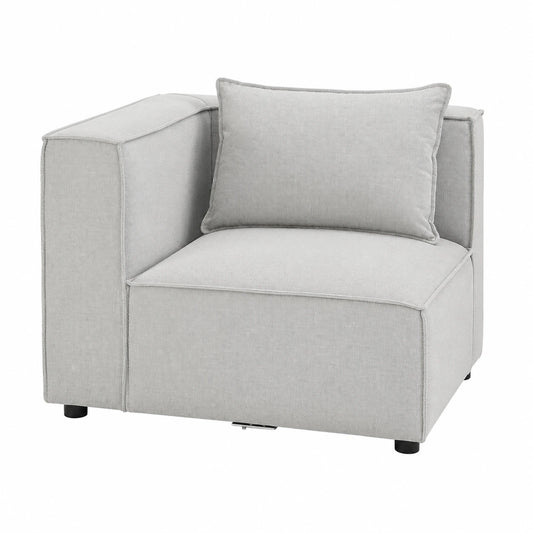 Modulares Ecksofa Links Domas in Hellgrau mit Armlehne & Kissen, Belastbar bis 130 kg