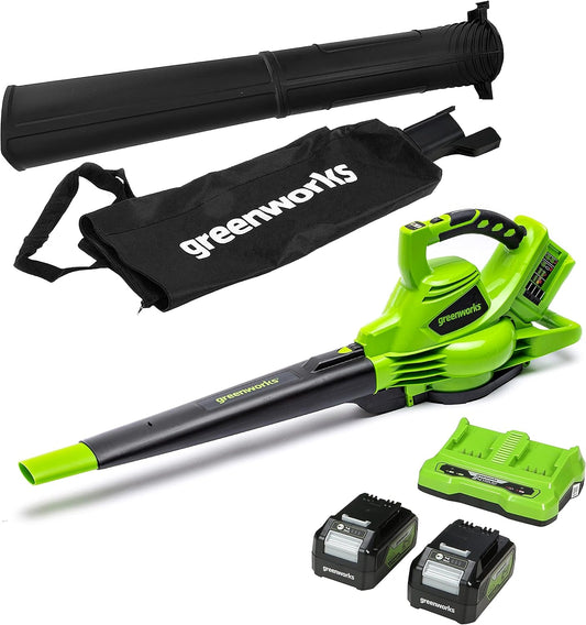 Dmuchawa do liści Greenworks GD24X2BVK4X, 45 l, 24 V, kolor czarny i szary